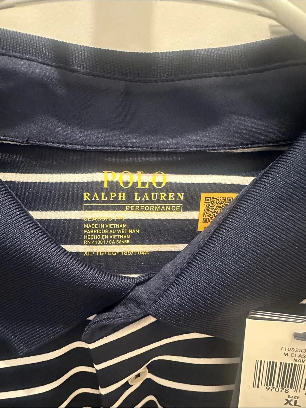 NWT Polo by Ralph Lauren Navy and White Striped Short-Sleeve Polo with Red Pony